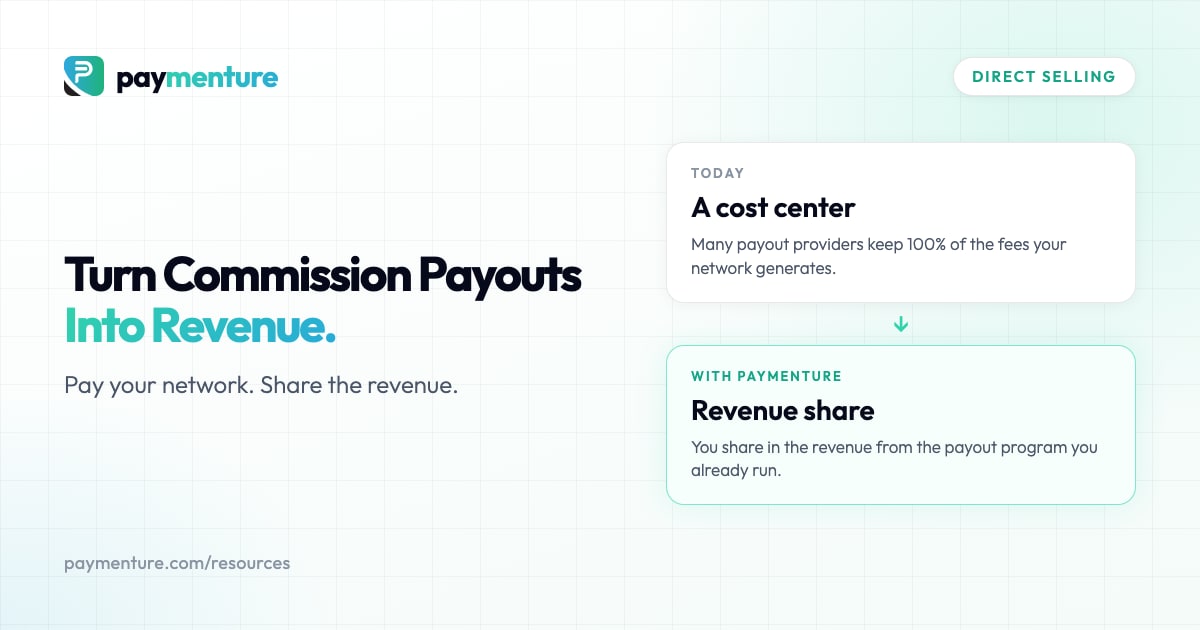Turn commission payouts into revenue: today, payout providers keep 100% of the fees; with Paymenture, you share in the revenue.